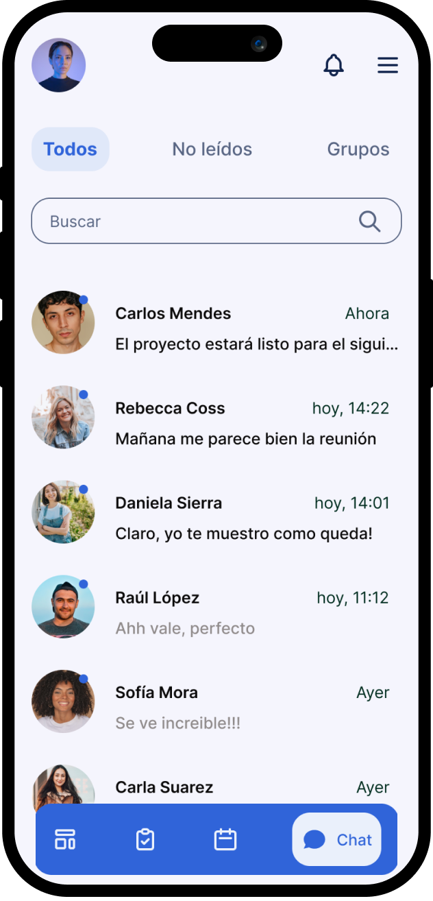 Chat screen of the TikNEO app